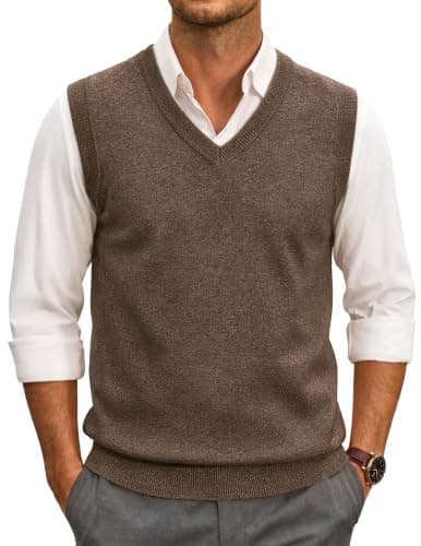 COOFANDY Men's Sleeveless Sweater Vest V-Neck Solid Cotton Pullover | V Neck Design, Slim Fit, Sleeveless, Ribbed Hem, Anti-pilling, Comfortable,Stretch, Fall and Winter