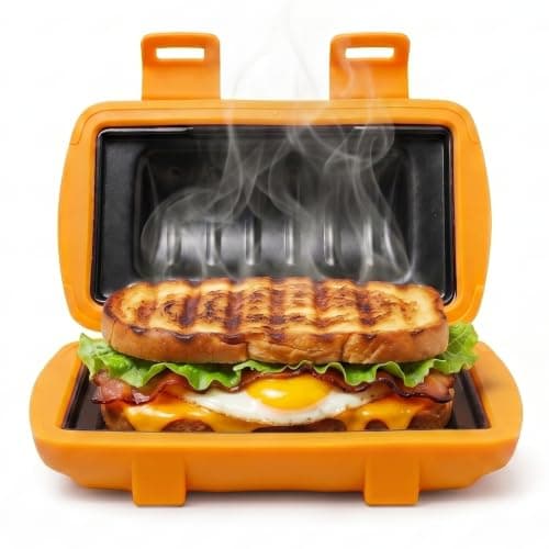 Microwave Sandwich Maker, Non-Stick Panini Press and Pocket Mini Pie Maker | Double-sided toaster for grilled cheese, hot dogs and breakfast sandwiches; makes crispy toasties and mini pies in minutes