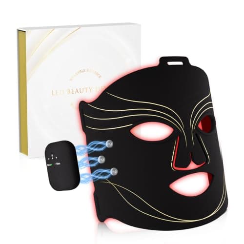 Red Light Mask for Face, Cordless LED Face Mask with 2 Light Modes | Red & Blue Light Modes, 10/15 Min Timer, 2 Rechargeable Controllers, Portable Soft Silicone Design