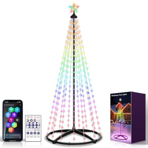 6FT Smart Cone Christmas Tree Lights, RGB Color Changing, 235 LED | Remote, Music Sync, DIY Scene Modes, Timer, Indoor Outdoor Holiday Decor, Yard Patio Porch, Xmas Halloween Winter, Party
