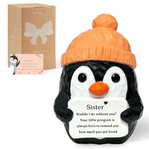 Eluviora Sister Birthday Gifts: 3.6” Penguin Figurine Gifts to Best Friend - Birthday Gifts for Sister from Sister - Sisters Gifts for Women on Birthday and Sister's Day