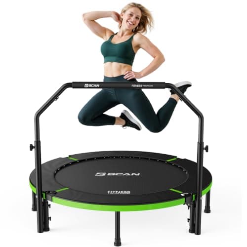 BCAN SP3 40/48" Exercise Rebounder Trampoline for Adults, Handlebar, Indoor | Foldable Mini Trampoline for Adults, Rebounder Indoor, Stable Handlebar, Low-Impact Workout, Load 330/440lbs |FED Fitness