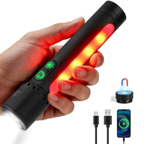 Rechargeable EDC Flashlight, LED Work Light with COB Side Light, Black | Zoomable beam, magnetic base, power bank function, and IPX7 waterproof design for camping, emergencies, and daily carry.