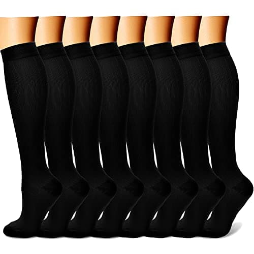 CHARMKING Compression Socks for Women & Men Circulation (8 Pairs) 15-20 mmHg Best Calf Socks Support for Athletic Cycling