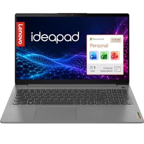 Lenovo 15.6" Full HD Laptop, Microsoft Office 365 Included, 8GB Memory, 128GB SSD and 1TB Cloud Storage, Intel 4-Core, Long Battery, Ideal for Student & Home Office, Win 11 no Mouse, No Touchscreen
