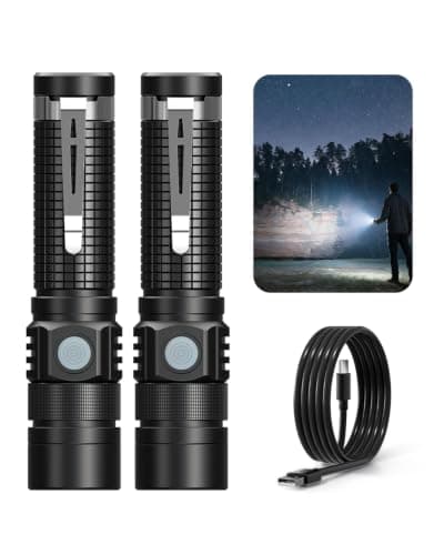 Hoxida Pocket EDC Tactical Flashlight Rechargeable Super Bright Black | 1500lm 4.9inch & Emergency One Click SOS, Small LED Flashlight USB-C Fast Charging, Waterproof Portable for Camping, Hiking