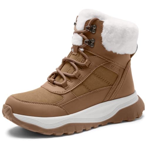 Vilanva Women's Winter Snow Boots Ankle Booties | Non-Slip Sole, Warm Fur Lined, Water-Resistant Upper, Lace Up, for Indoor & Outdoor Walking