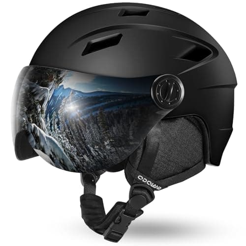Odoland Ski Helmet with 2-in-1 Visor Goggles, Lightweight for Men Women | Adjustable Dial Fit, ASTM Certified, 14 vents Snowboard Helmet, Snow Sport for Skiing, Skating, Snowboarding, Black, L