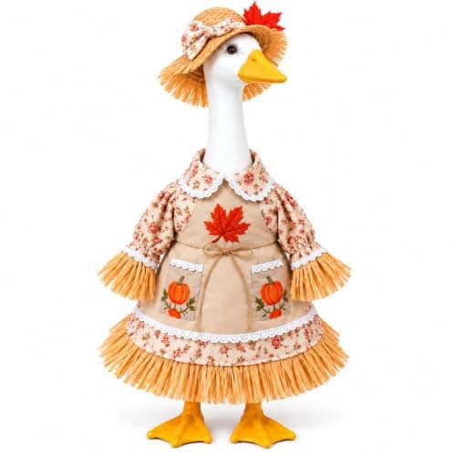 Fall Porch Goose Outfit, Thanksgiving Porch Goose Scarecrow Outfit 23 inch | Thanksgiving Goose Costume for 23" Goose Statue, Fall Scarecrow Outfit for Outdoor Patio Yard Lawn Garden Holiday Decoration