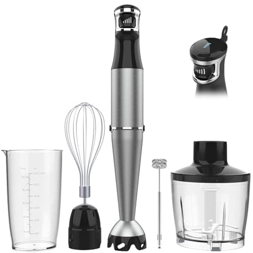 Turelar Immersion Blender Handheld Corded, 1100W 5 in 1 Hand Blender Set | Trigger Variable Speed, Emulsion Stick Mixer with Food Processor, Whisk, Frother, for Soup, Puree, Baby Food, Anti-scratch