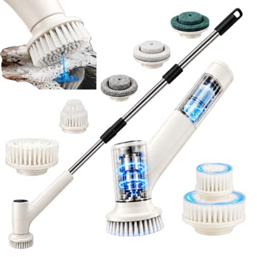FULNG Electric Spin Scrubber with Soap Dispenser Stable Dual-Brush Cleaning