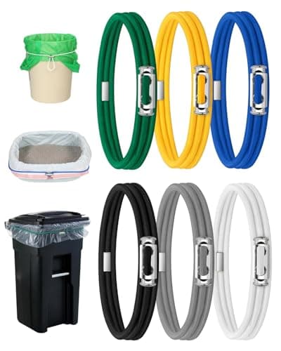 Garbage Can Rubber Bands Cord Lock Adjustable Design Trash Can Bands Fits 4-33 Gallon Trash Cans Multifunction Bands Litter Box Bands Beach Towel Bands for Outdoor Kitchen Tables Picnic Camping Party