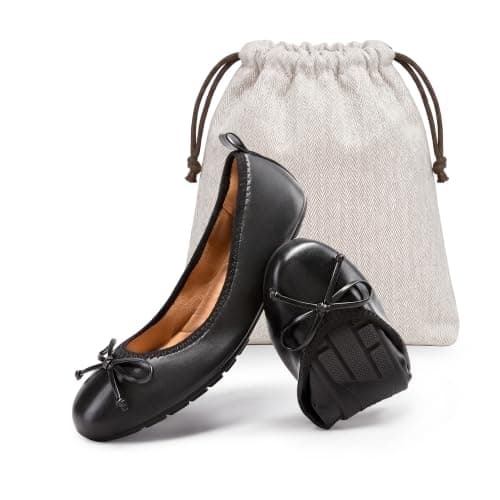 DREAM PAIRS Women's Foldable Bowknot Ballet Flats | Light Weight, Slip-On Dress Shoes, Round Toe, Offer all-day comfort for long walking, standing, dancing