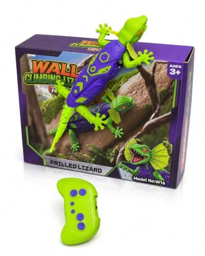 Kikapabi RC Wall Climbing Gecko Toy, 2.4GHz Remote Control LED Glowing Eyes Lizard 360° Rotating Crawls on Floor Ceiling Funny Prank Game Halloween Birthday for Kids Ages 4-12