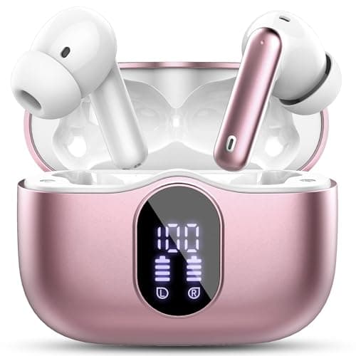 True Wireless Earbuds Bluetooth Headphones HiFi Stereo Buds,Golden Yellow | LED Display 36H Bluetooth EarBuds with Noise Cancelling Mic, IP7 Waterproof in Ear Earphones for Laptop/Phones/Gym/Work
