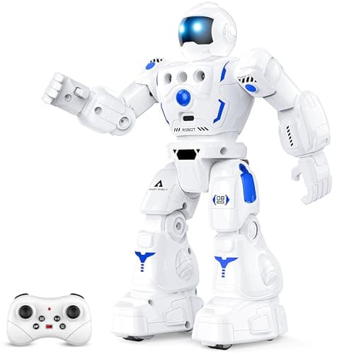 BAZOLOTA Robot Toys for Kids, Programmable Dancing Toys for 5 Year Old Boy | Gesture Sensing Control Smart Robot for Age 3-12 Kids, Rechargeable Toy Robot with 3 Stories Sliding Walking, Christmas White