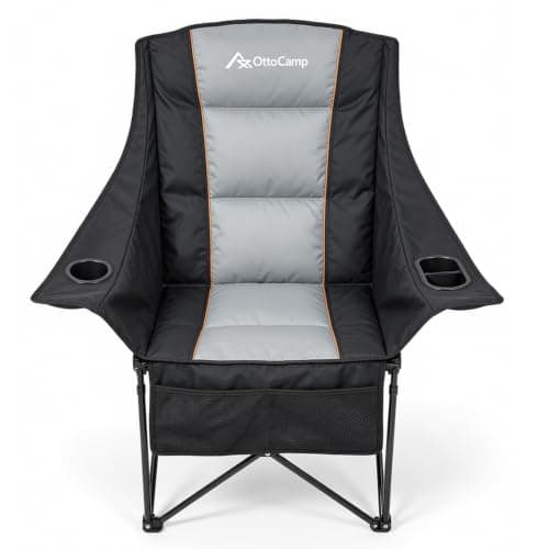 OttoCamp Oversized Camping Chair, Padded Camping Chairs for Adults | Heavy Duty, Supports 500lbs, Padded Portable Outdoor Chairs with Cup Holder, Storage Pockets for Sports Beach Fishing