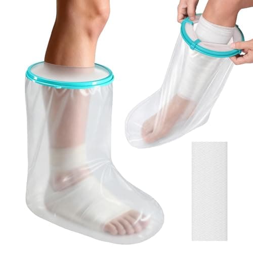 Waterproof Cast Covers for Ankle with Anti-Slip Pad&Five Assistive Clasps
