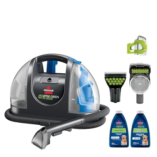 BISSELL Little Green Pet Deluxe Portable Carpet Cleaner, 3353 | Car & auto detailing capability; Gray/Blue colorway; tackles pet messes on upholstery & vehicles