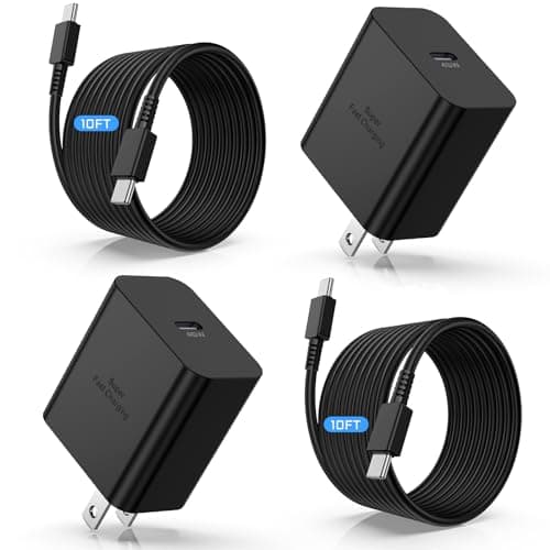 45W USB C Super Fast Charger and 10ft Type C to C Charging Cable Cord Long, USB C Wall Charger Block Adapter Plug for Samsung Galaxy S26/S25/S24 Ultra/S23+/S22 Plus/S21/iPhone Duo 18 17 16 15 Pro Max