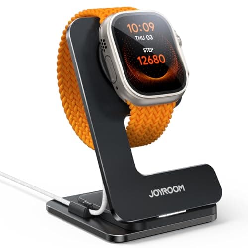 حامل ساعة JOYROOM لـ Apple Watch مع شحن سريع مغناطيسي - حامل شحن مكتبي لـ Apple iWatch Ultra 3/2/1، والسلسلة 11/10/9/8/7/6/5/4/3/2/1، SE3/2/1 (49/46/45/44/42/41/40/38 مم) (أسود)