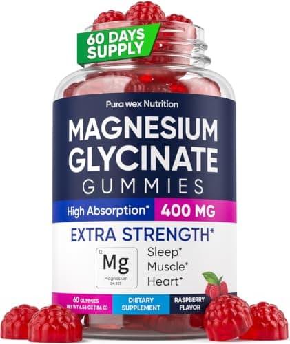 Magnesium Glycinate 400mg Gummies - Relax & Sleep, Men & Women, Raspberry | Bisglycinate for Women, Men & Kids, Sleep & Relax Support, Sugar Free, Vegan, 60 Count (60 Days Supply)