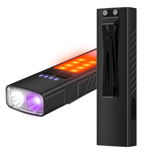 2pack Rechargeable EDC Flat Flashlight with COB Lights, UV Blacklight, Red, Super Bright LED Combo 3in1 Portable Pocket lights, Pocket Mini Magnetic EDC Flashlight with Clip for Working, Repairing