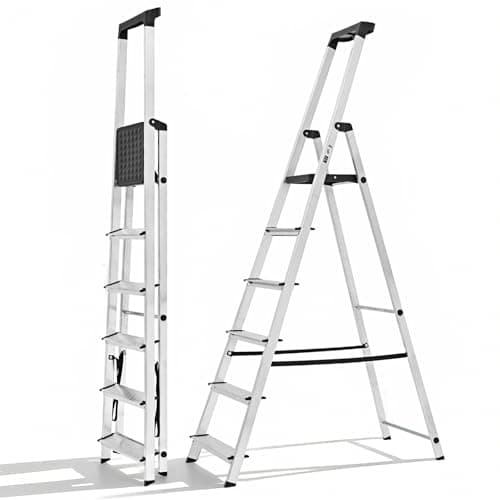 OLIXIS 6 Step Ladder, 330lbs Folding Aluminum Step Stool with Pedal
