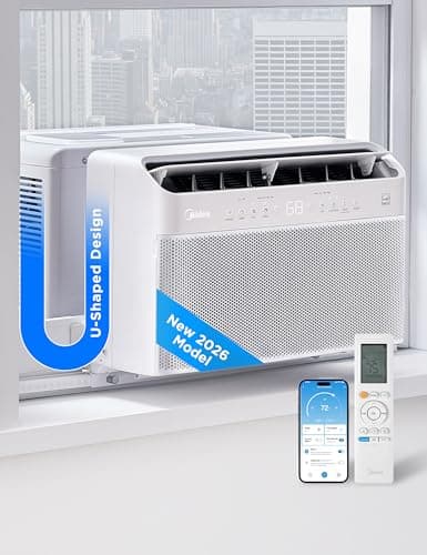 Midea 10,000 BTU U Shaped Window Air Conditioner, Cools up to 450 Sq Ft | Ultra Quiet U-Shaped Design, Inverter Control, Open Window Flexibility, Alexa/Google Assistant, 37% Energy Savings, 2026 New