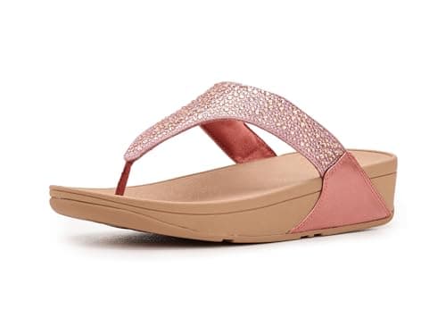 FitFlop Lulu Crystal-Mix Metallic Toe-Post Sandals, Color: Metallic Rust Rose, Size: 9 (A4L-D60-070)