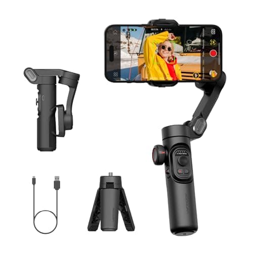 AOCHUAN Smart XE w/Focus/Object Track Gimbal Stabilizer for iPhone Gimbal | Foldable Handheld Phone Stabilizer for Video Recording, 3-Axis Gimbal for iphone 17 16 15 Pro Max,Face/Object Tracking in APP
