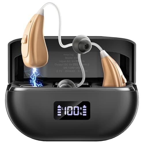 OTC Hearing Aids for Seniors with Noise Cancelling, 100 Hours Battery Life | For people with mild to moderate hearing loss, 5-level volume control and rechargeable, ergonomic comfort fit and easy to use