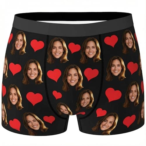 KEQHAULI Men's Personalized Face Boxer Briefs Custom Photo Underwear Novelty Print Cotton Gift for Husband Boyfriend Dad
