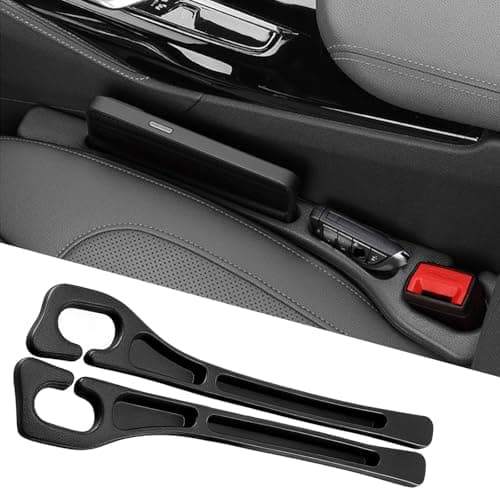 CGYISOL Car Seat Gap Filler 2-Pack, Universal Car Seat Gap Filler Organizer | Seat Gap Plug Fills Gap Between Seat & Console, Drop-Proof Guard for Phones, Keys & Cards, Fits Cars, SUVs, Trucks, Black