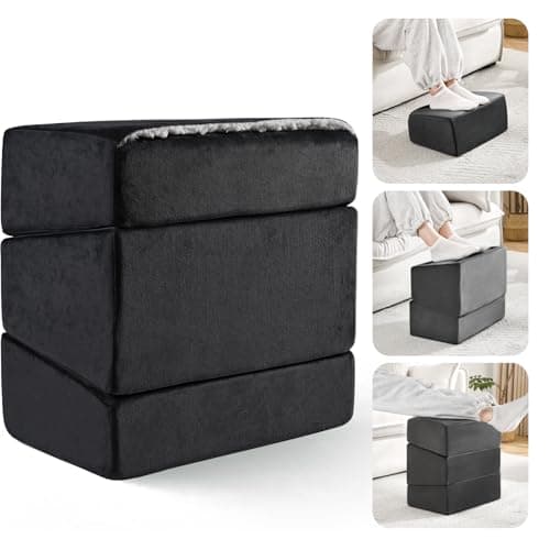 Foot Rest for Under Desk at Work, Adjustable Footrest for Office Chair & Gaming Chair,Ergonomic Footrest Pillow Desk Foot Stool with Washable Cover for Home, Airplane, Travel (Black)