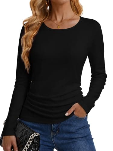 ERIC VERA Long Sleeve Shirts for Women Fitted Underscrub Fall Going Out Top