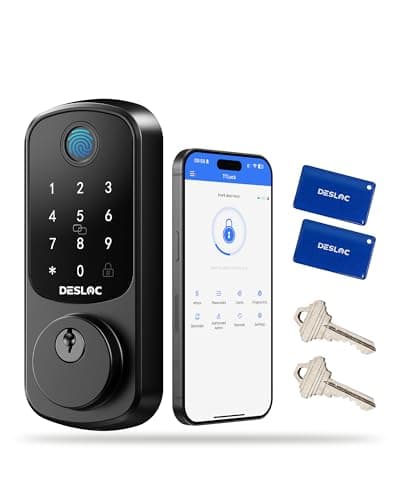 قفل الباب الذكي DESLOC B200 الذي يعمل ببصمة الإصبع، مزود بمزلاج أمان للدخول بدون مفتاح