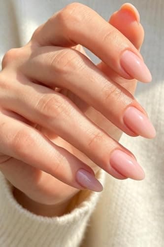AzureBeauty Short Almond Press On Nails, Soft Nude Peach, 32 Pcs 16 Sizes | Reusable Press Ons Fake Nails Kit, Stick on Nails, 3-Week Wear, Natural Look, Salon Quality, Fall Winter Christmas Women Gift