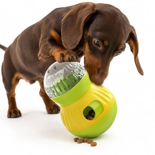 HCY&WLD Interactive Dog Toys Adjustable Treat Dispensing Ball (Green) | Sturdy Material, Cat Dog Slow Feeders, Self-Righting Wobble Base, Indoor Enrichment, Puzzle Toy Ball, Mental Stimulation