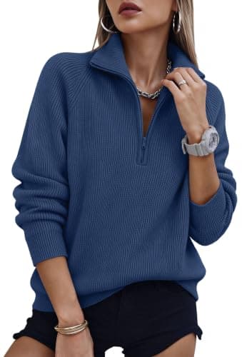 BTFBM Sweaters for Women Trendy Quarter Zip Pullover Fall Fashion Clothing | V Neck Long Sleeve Cozy Sweater,Ribbed Knit Raglan Sleeve Top Dressy Casual,2026 Winter Clothes,Halloween Christmas Outfits