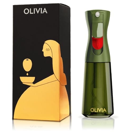 FLAIROSOL OLIVIA SIGNATURE Oil Sprayer, 200ml Glass, Black | Portion control mist for air fryer, salad, BBQ, refillable & reusable, fine mist olive oil kitchen sprayer, anti-drip