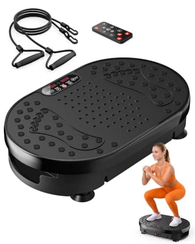 HTM Vibration Plate, Vibration Plate for Lymphatic Drainage, 9 Modes & 120 Speeds, Shake Plate with Resistance Bands Slot & Remote, 300 Lbs Load, Fat Burning Weight Loss Home Fitness Workout