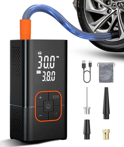 Tire Inflator Portable Air Compressor, 150 PSI Electric Pump with Gauge | 150 PSI portable tire inflator with digital pressure gauge, fast inflation for cars, bikes, motorcycles and sports balls