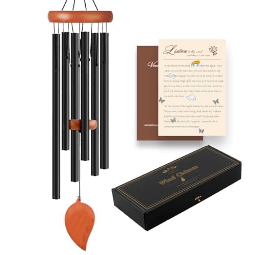 Wind Chimes for Outside, 32" Aluminum Chime for Women Mom Grandma Sister | Upgraded Tube, Leaf Pendant, Outdoor Windchime for Anniversary Birthday House Warming, Gifts for Neighbor Friend Co-worker