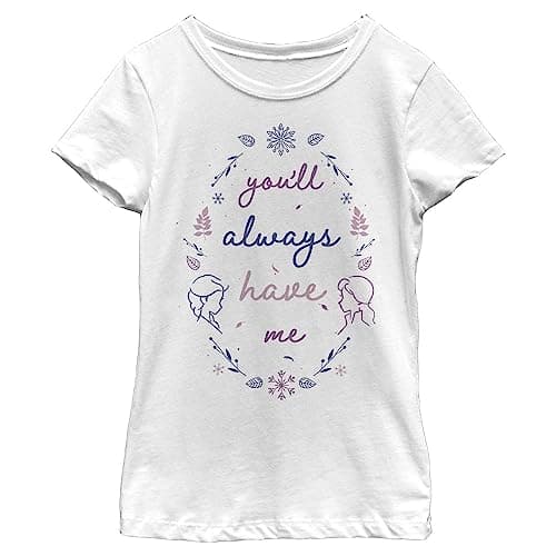 Disney Frozen 2 Have Me Girl's Solid Crew Tee, White, Large