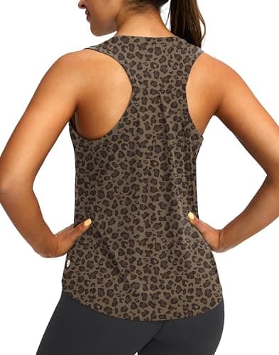 G Gradual G Gradual Women's Workout Tops (Leopard Print,M) | Sleeveless, Loose Fit, Crew Neck, Ultra-soft, Moisture Wicking