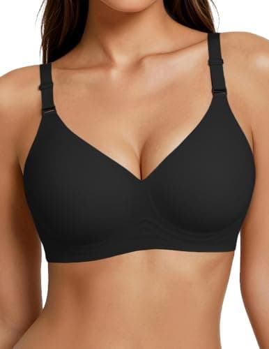 Showyoo Jelly Bras for Women Wireless Bra V Neck Seamless Full Coverage Bralette No Underwire Comfy Everyday Bra