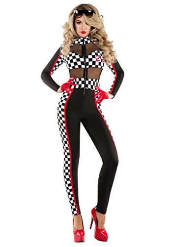 Starline womens Racy Racer Sexy Catsuit Adult Sized Costume, Black/White, Medium US