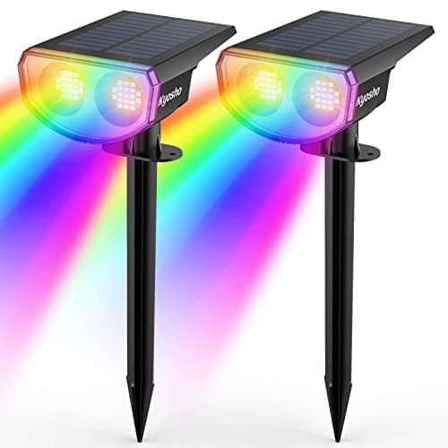 Kyosho Solar Halloween Decorations Outdoor Halloween Lights Outdoor 2 Pack | 38 LED RGBW, 9 Lighting Modes, Solar Powered, Waterproof RGBW Multicolor Tree Pool Solar Spotlight, For Halloween Christmas