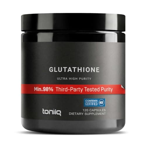 Toniiq NSF Certified Ultra High Strength Glutathione Capsules - 1000mg | Concentrated Formula—98%+ Purified and Bioavailable—Non-GMO Fermentation—120 Capsules Reduced Glutathione Supplement